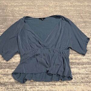 Lucky Brand Slate Blue V-Neck Blouse